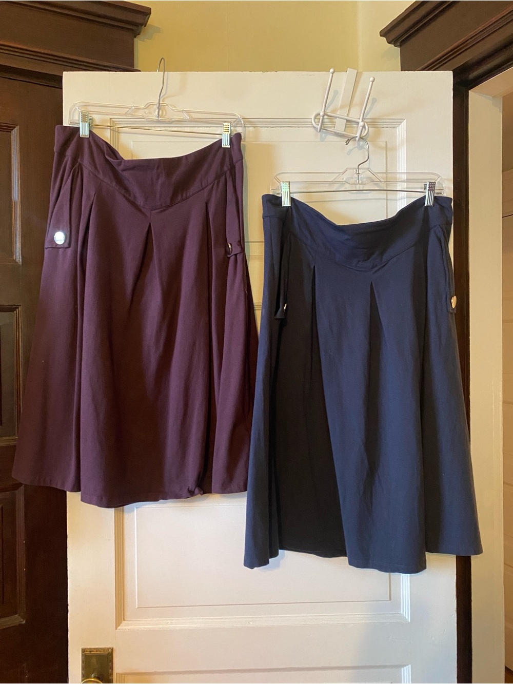Bundle of 2 eShakti A-Line Skirts with Button Accents